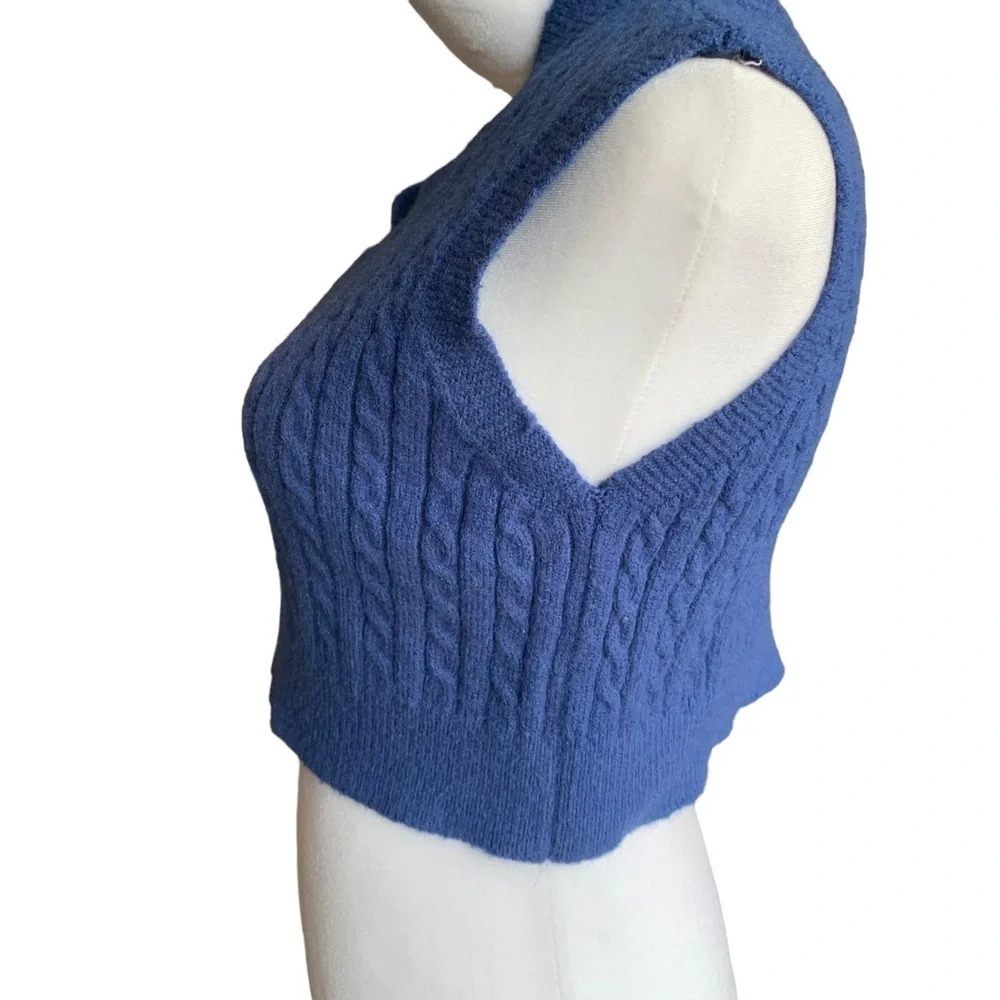 WAN Original Design XS blue knit sweater vest cropped - Picture 4 of 5